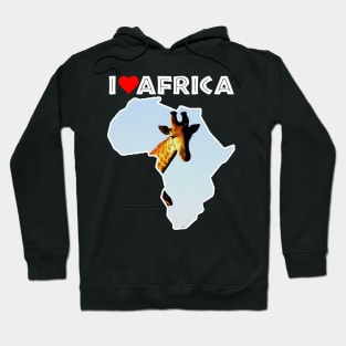 I Love Africa Blue Sky Giraffe Hoodie